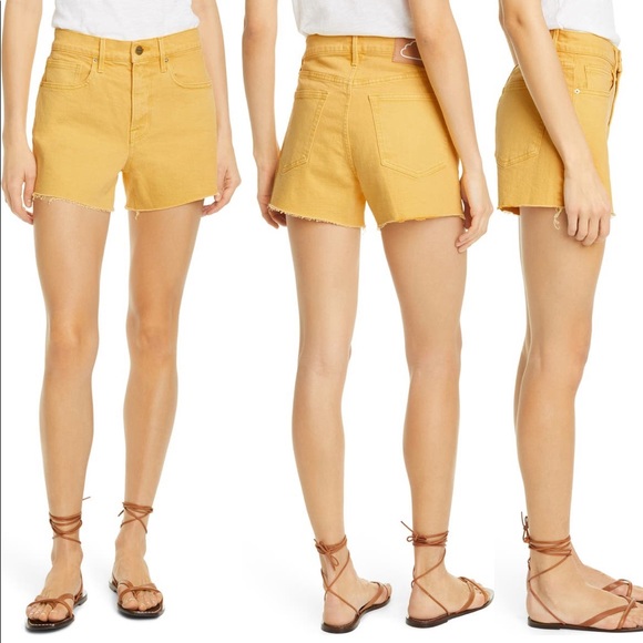 Frame Denim Pants - NEW • Frame Denim • Le Brigette Cloud High Waist Denim Shorts Cut Off Citrine 25